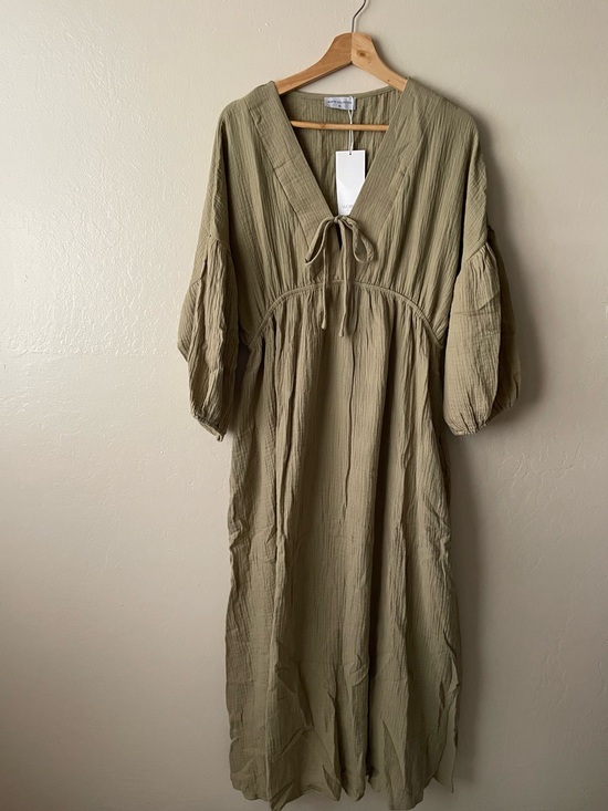 Worth Collective Dresses & Skirts - Worth Collective Cotton Gauze Lightweight Dress Green bohemian
